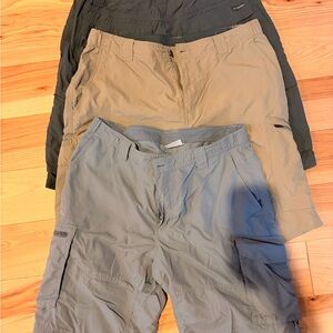 LOT 3 Columbia Cargo Shorts 34 grey khaki tan